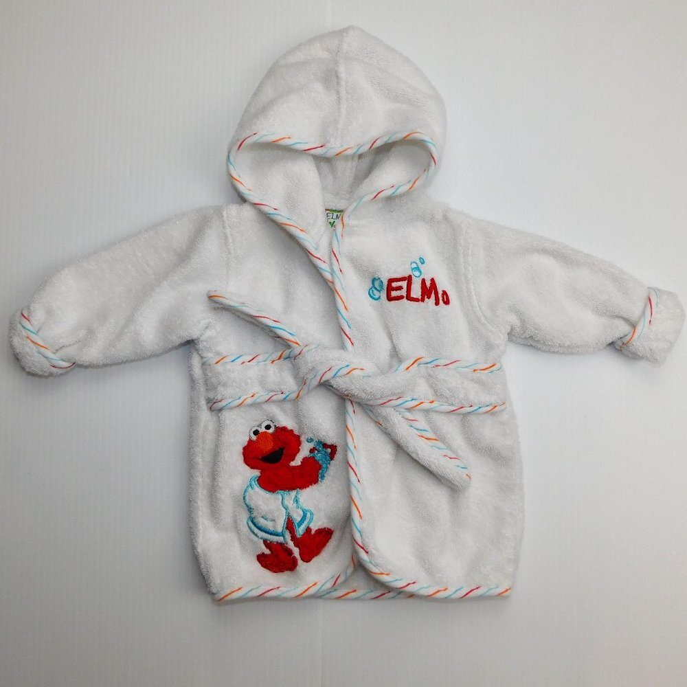 ELMO World Terry cloth Bath Robe Sesame Street Baby Infant  0-9 Months